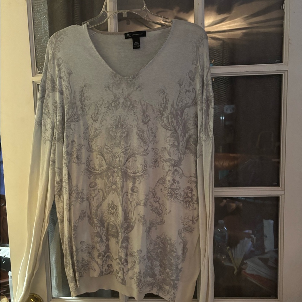 INC International Concepts Gray V-Neck Sweater